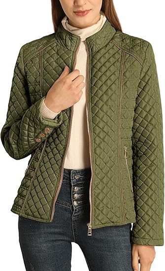 Women’s Lightweight Quilted Padded Zip Jacket – Stand Collar