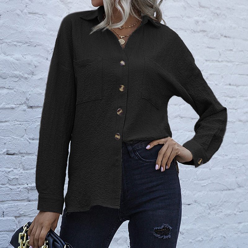 Long Sleeve Lapel Office Button Shirt