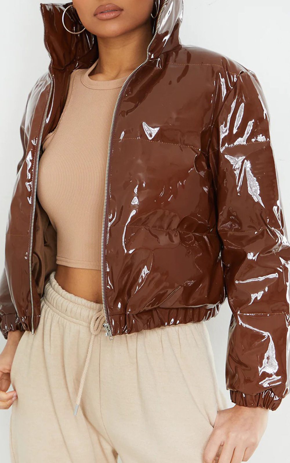 Women’s Bright Metallic Short Cotton-Padded Jacket
