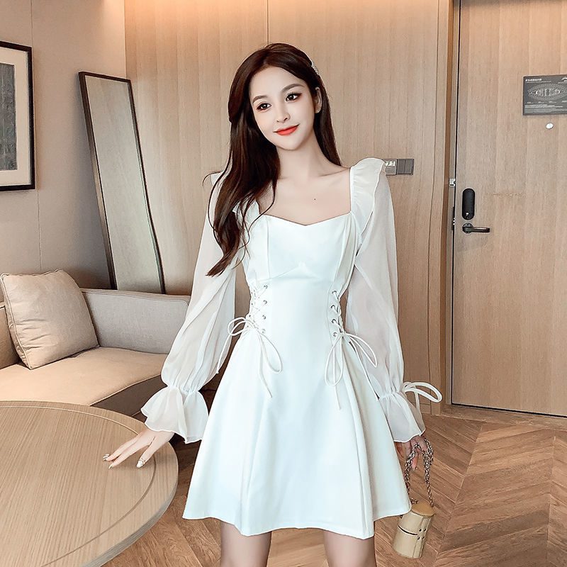 Chiffon Patchwork Waist-slimming Slimming Small Size Dress Women