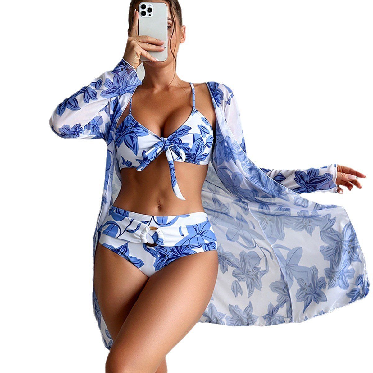 Stylish Swimwear & Printed Bikini Three-Piece Women’s Swimsuit