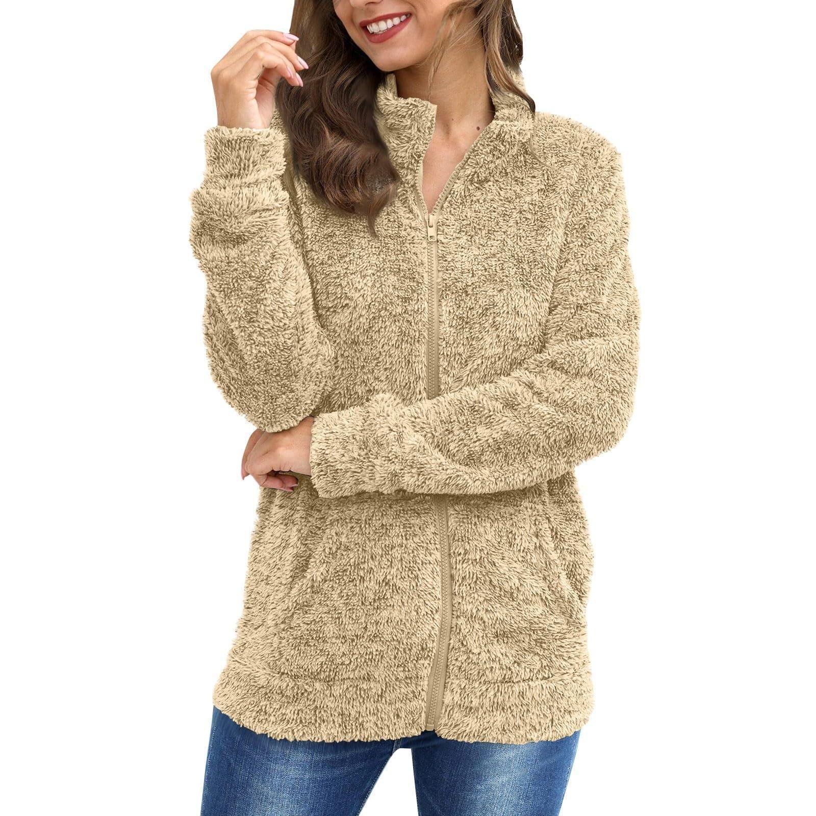 Women's Long Sleeve Plush Loose And Warm Fashionable Jacket