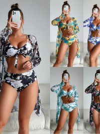 Stylish Swimwear & Printed Bikini Three-Piece Women’s Swimsuit