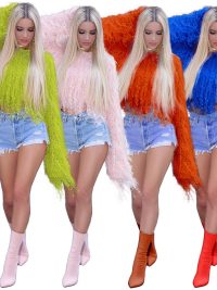 Fashion handmade tassel knitted pullover sweater