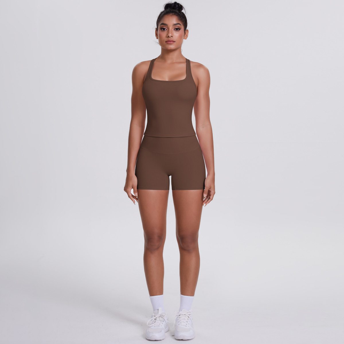 Brushed Outdoor Leisure Running Yoga Clothes Beauty Back Hip Raise Skinny Shorts Suit