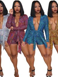 Sequin Gold Stamping Nightclub Long Sleeve Small Suit Two Piece