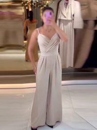 Women's Irregular Straight Jumpsuit With Suspenders