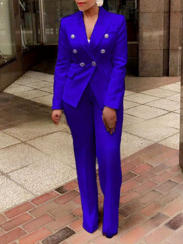 New High-waisted Solid Color Small Suit Long-sleeved Pants Suit Temperament Commuter Suit