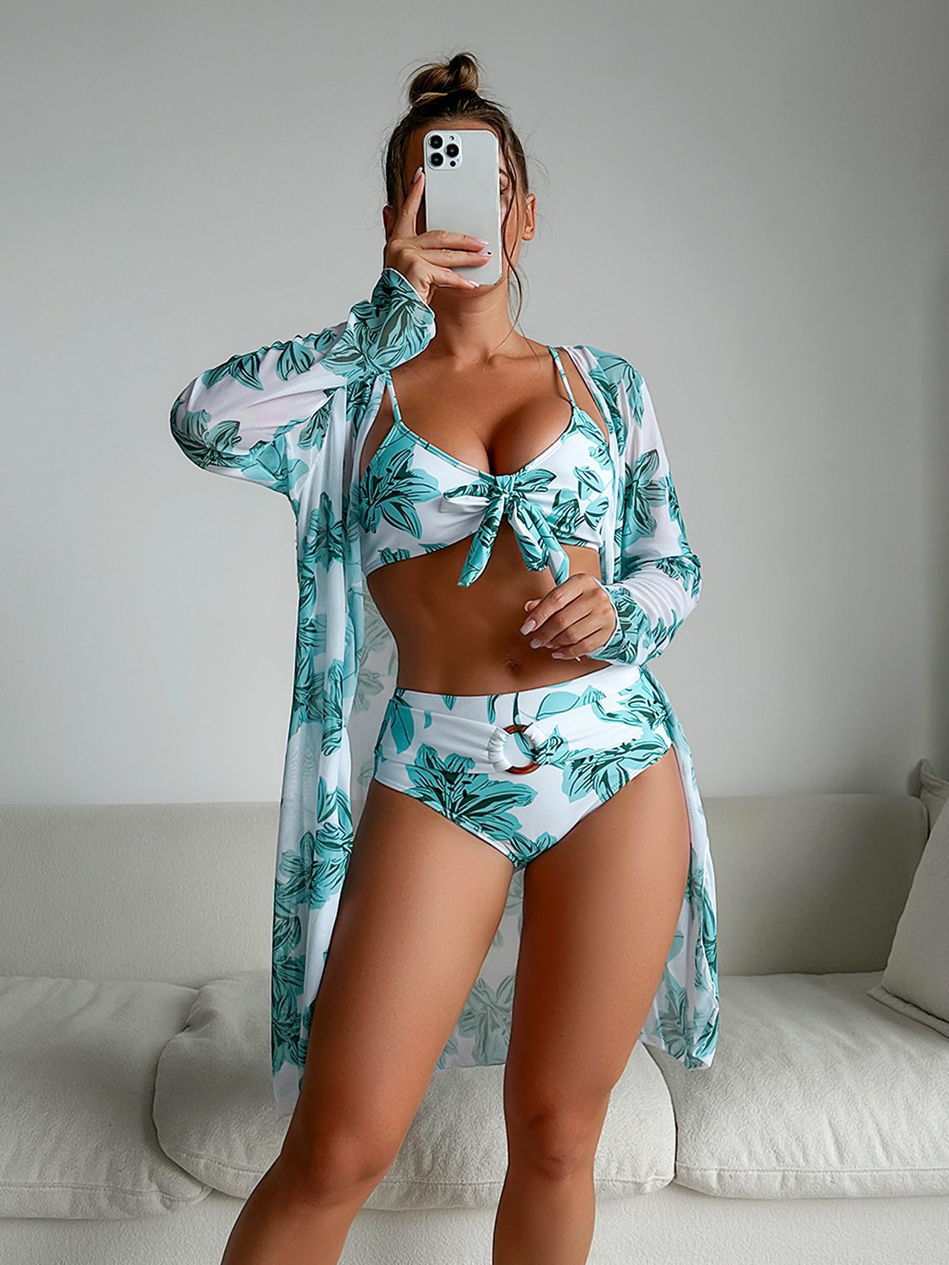 Stylish Swimwear & Printed Bikini Three-Piece Women’s Swimsuit