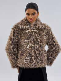 New Buckle Lapel Leopard Print Coat