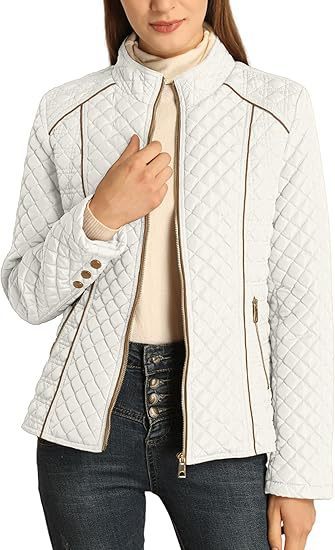 Women’s Lightweight Quilted Padded Zip Jacket – Stand Collar