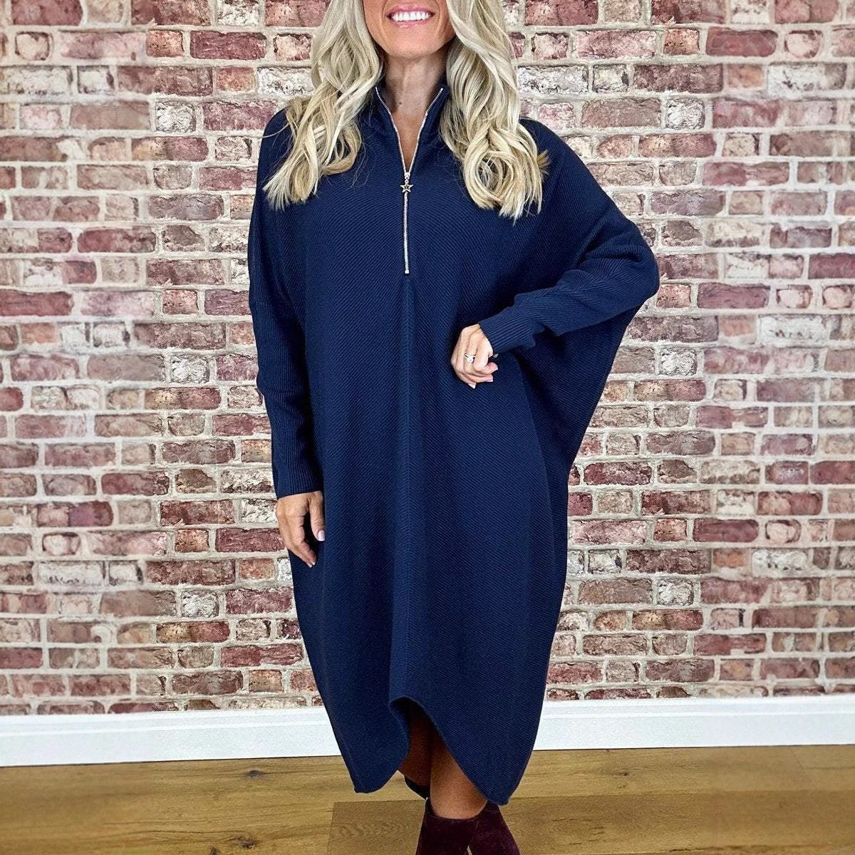 Women's Solid Color Knitted Loose Dress