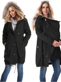 Coat, pregnant woman, fur collar