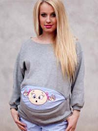 Plus size pregnant woman cartoon cute long sleeve
