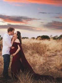 Mercerized Cotton Pregnant Woman Fluttering Tail Fluttering Sleeves Long Dress