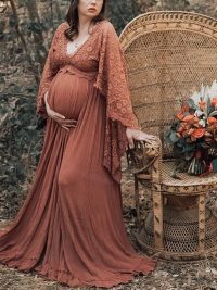 Pregnant Women Fluffy Wide Hem Lace Dress