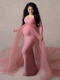 Pregnant Woman Photo Tube Top Chiffon Dress