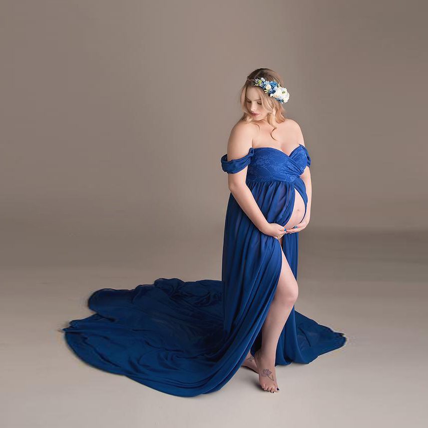 Women's Mercerized Cotton With Chiffon Pregnant Dress