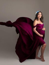 Women's Mercerized Cotton With Chiffon Pregnant Dress