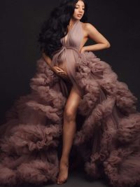 Pregnant Women's Photography Morning Gowns Mesh Dress