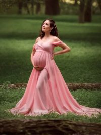 Pregnant Women Fluttering Tail Sleeve Long Dress