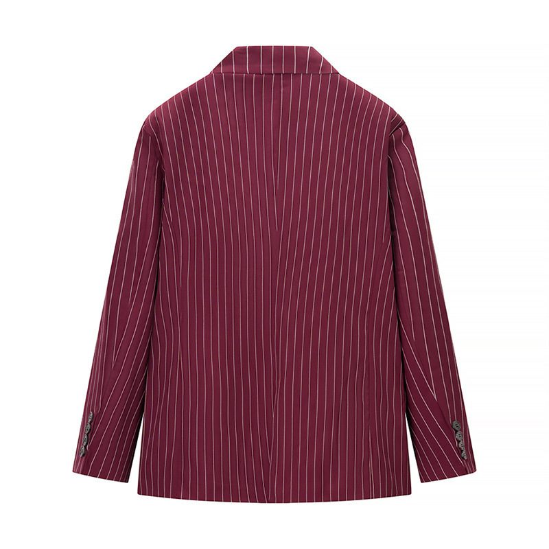 Female Casual Versatile Suit Jacket Casual Pants Striped