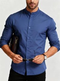 Teenage Men's Stand-up Collar Shirt
