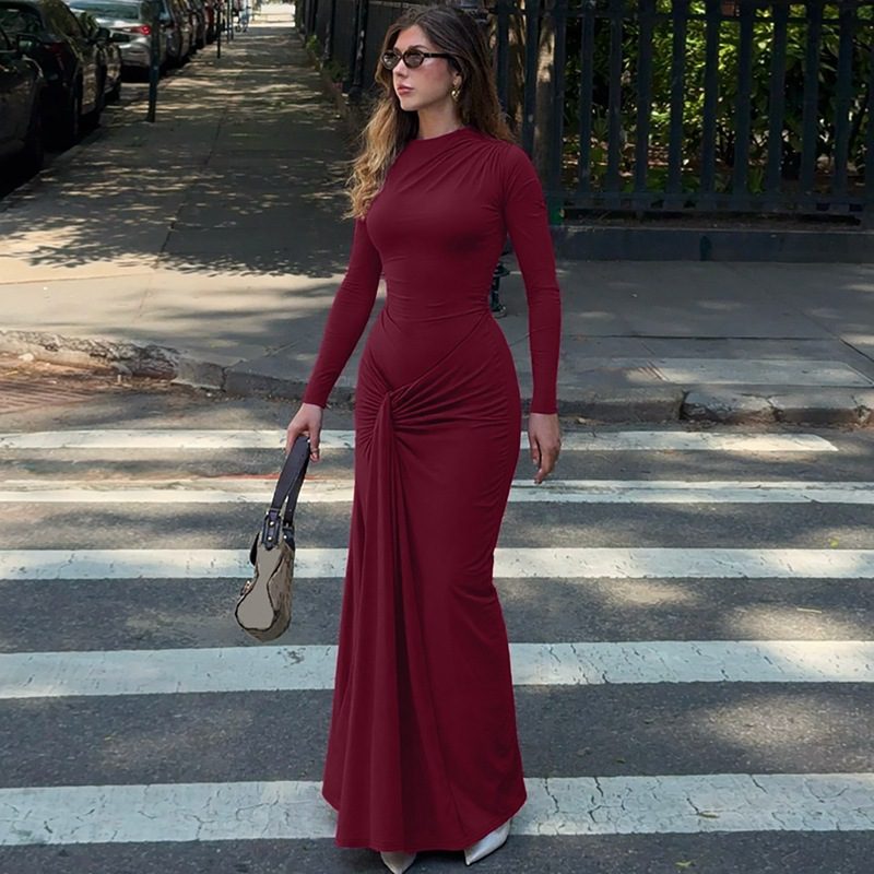 Buy Women's Clothing Online | Buy Trending Dresses for Women Women's Waist Trimming Lace Up Sheath Dress Solid Color Slim Fit