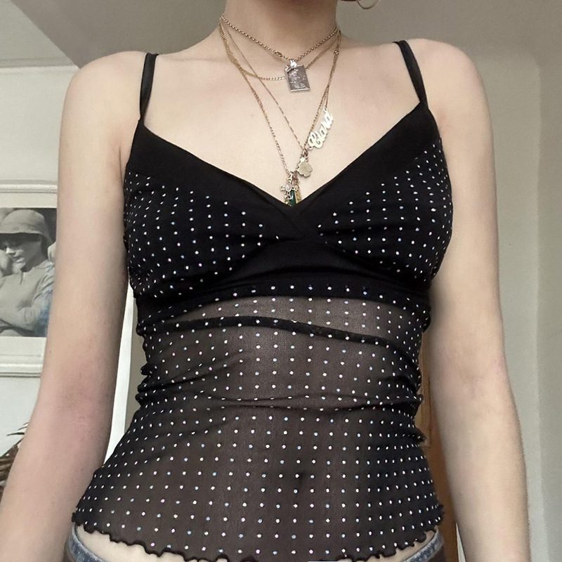 New Dot Sexy Backless Gauzy Strap Hot Girl See-through Women