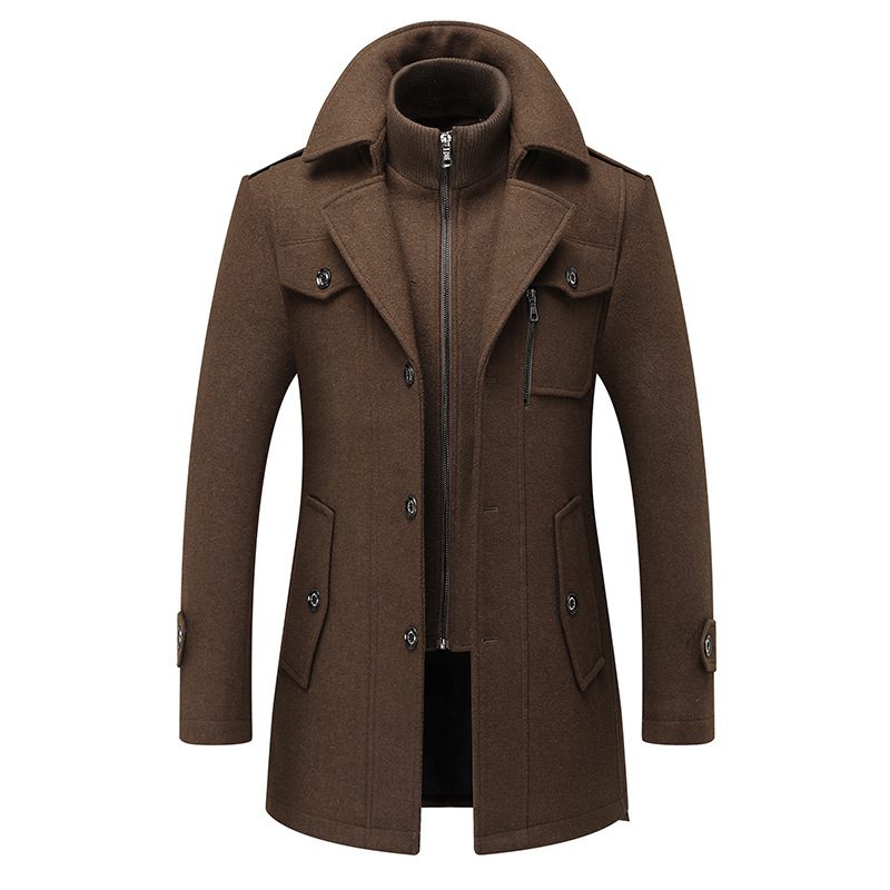 Men's Woolen Coat Fashion Double Collar Cold-resistant