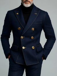 Men's Elegant Double-breasted Denim Blazer