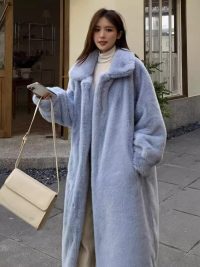 Winter Extended Fashion Leather Fur Coat Women