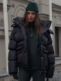 Women's Cottonpadded Overcoat Jacket Square Pocket Cushion Warm Hooded Cotton