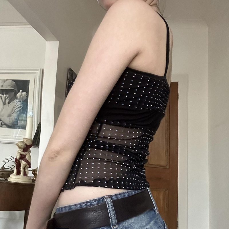 New Dot Sexy Backless Gauzy Strap Hot Girl See-through Women