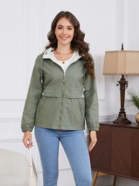 New Hooded Solid Color Trench Coat For Women