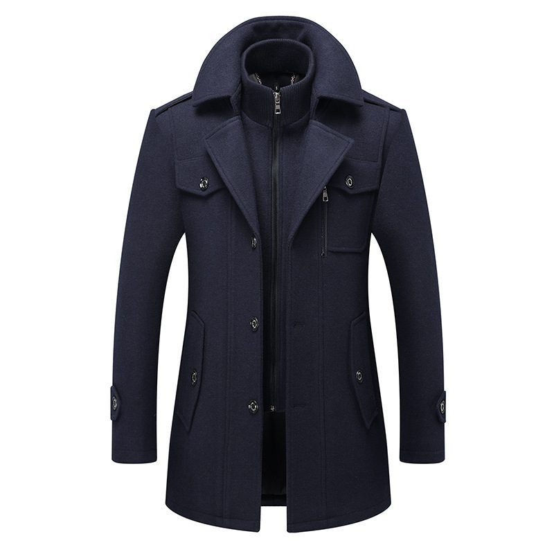 Men's Woolen Coat Fashion Double Collar Cold-resistant