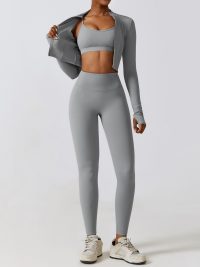 Nude Feel Quick-drying Sports Thin Fitness Clothes Three-piece Suit