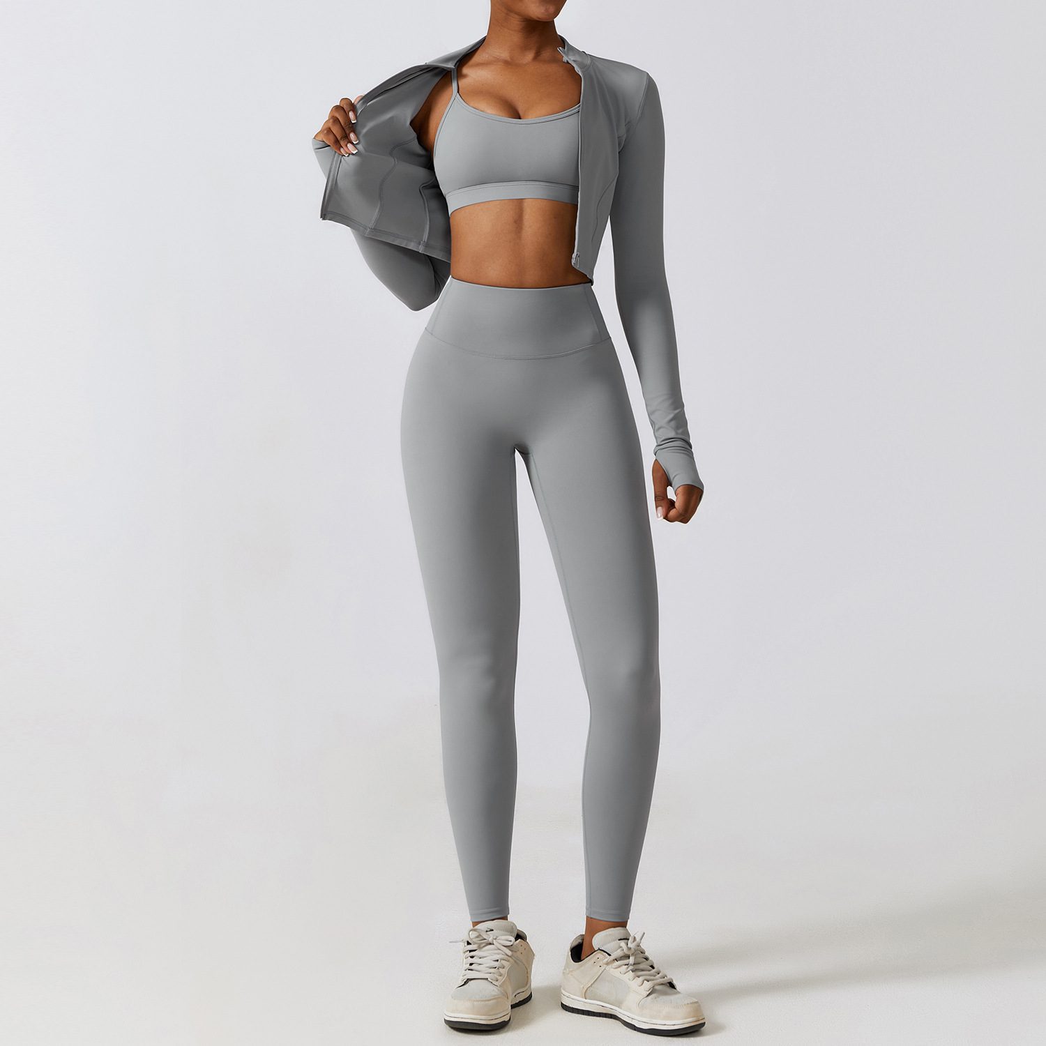 Buy Women's Clothing Online | Buy Trending Dresses for Women Nude Feel Quick-drying Sports Thin Fitness Clothes Three-piece Suit