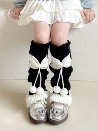 Lolita Bow Cute Knitting Wool Calf Socks