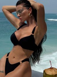 Women's Fashion Pure Color Bikini Split Swimsuit