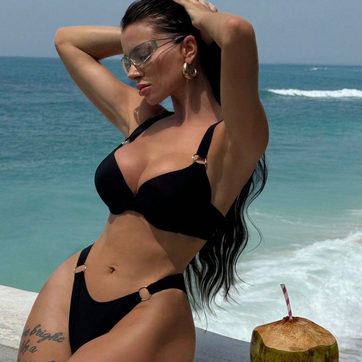 Women's Fashion Pure Color Bikini Split Swimsuit