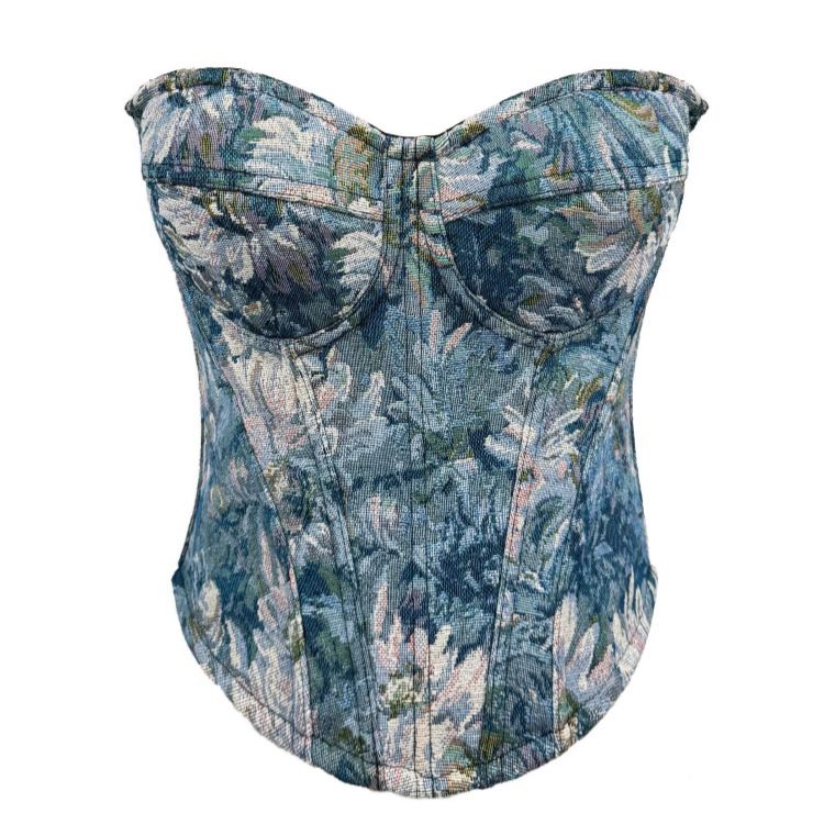 Sexy Tube Top With Chest Pad Vintage Court Style Fishbone Bra