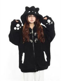 Cute Rabbit Hand Claw Big Ears Lamb Wool Coat