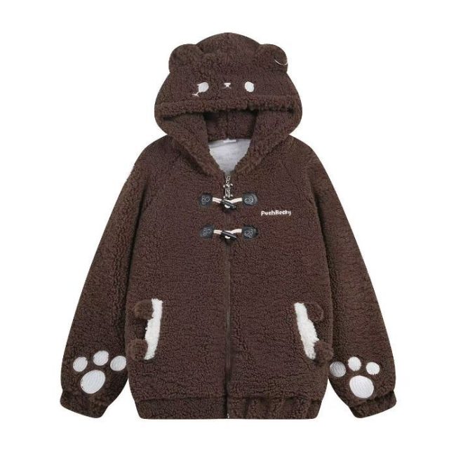 Cute Rabbit Hand Claw Big Ears Lamb Wool Coat