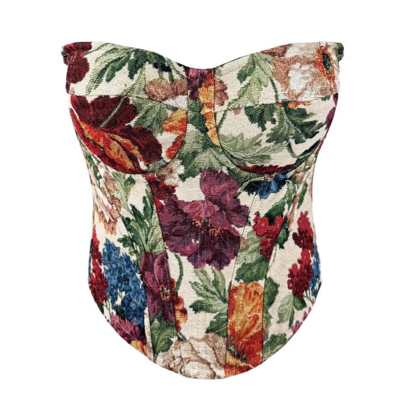 Sexy Tube Top With Chest Pad Vintage Court Style Fishbone Bra