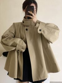 Fall Winter Stand Collar Skirt Elegant Trench Coat