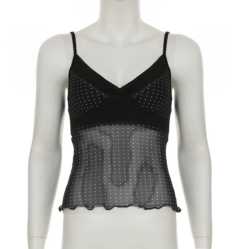 New Dot Sexy Backless Gauzy Strap Hot Girl See-through Women