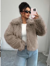 Elegant Elegant Style All-match Fluff Long-sleeved Overcoat Coat For Women