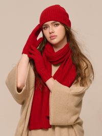 New Wool Scarf Hat Gloves Three-piece Set For Women