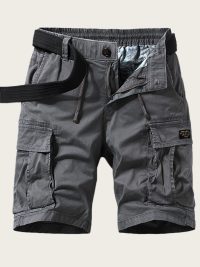 Micro Elastic Multi-pocket Workwear Loose Straight Casual Shorts